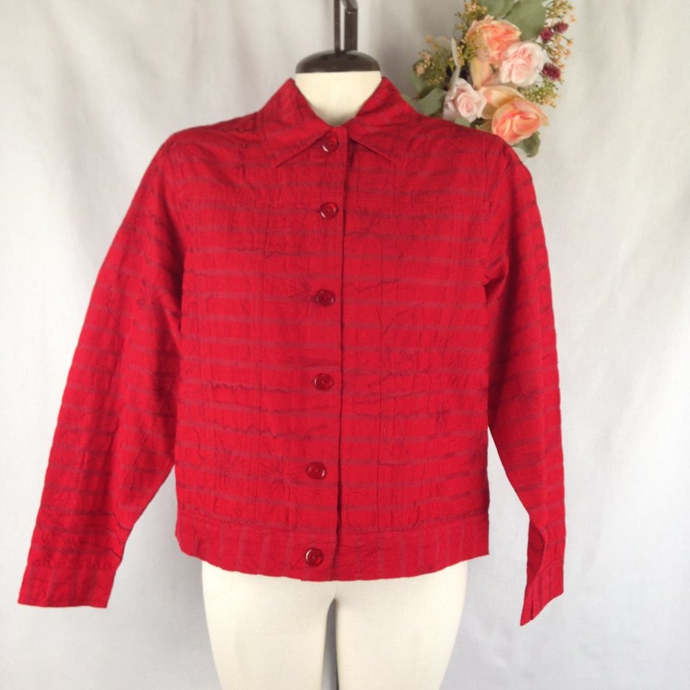 Coldwater Creek Silk Blend Embroidery Blazer Jacket Christmas